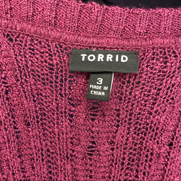 TORRID PURPLE CABLE KNIT DUSTER SWEATER - Picture 2 of 5